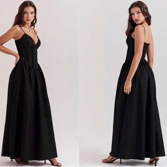 NWOT HOUSE OF CB Lova Black Corset Maxi Ball Gown Dress sz XL PLUS CUP - Picture 2 of 9